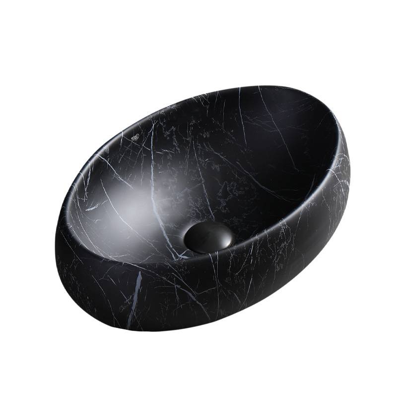 UMYWALKA NABLATOWA CERAMICZNA MARMUROWA OWALNA CARI-MAR5-600 CZARNA CARI-MAR5-600