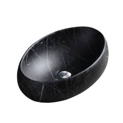 UMYWALKA NABLATOWA CERAMICZNA MARMUROWA OWALNA CARI-MAR5-600 CZARNA CARI-MAR5-600