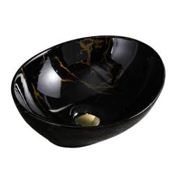 UMYWALKA NABLATOWA CERAMICZNA MARMUROWA OWALNA LUMO-MAR4-405 CZARNA POŁYSK LUMO-MAR4-405