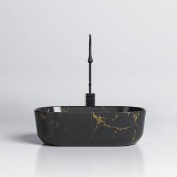 UMYWALKA NABLATOWA CERAMICZNA MARMUROWA PROSTOKĄTNA MILO-BL-MAR4-455 CZARNA MILO-BL-MAR4-455