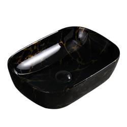 UMYWALKA NABLATOWA CERAMICZNA MARMUROWA PROSTOKĄTNA MILO-BL-MAR4-455 CZARNA MILO-BL-MAR4-455