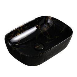 UMYWALKA NABLATOWA CERAMICZNA MARMUROWA PROSTOKĄTNA MILO-BL-MAR4-455 CZARNA MILO-BL-MAR4-455