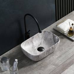 UMYWALKA NABLATOWA CERAMICZNA MARMUROWA PROSTOKĄTNA MILO-MAR2-455 SZARA MILO-MAR2-455