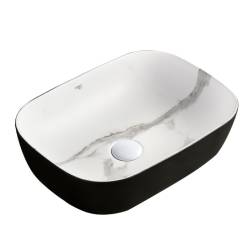UMYWALKA NABLATOWA CERAMICZNA MARMUROWA PROSTOKĄTNA MILO-MTB-MAR1-455 CZARNY MAT MILO-MTB-MAR1-455
