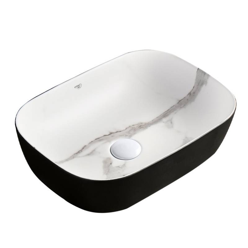 UMYWALKA NABLATOWA CERAMICZNA MARMUROWA PROSTOKĄTNA MILO-MTB-MAR1-455 CZARNY MAT MILO-MTB-MAR1-455