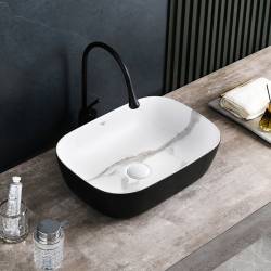 UMYWALKA NABLATOWA CERAMICZNA MARMUROWA PROSTOKĄTNA MILO-MTB-MAR1-455 CZARNY MAT MILO-MTB-MAR1-455