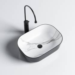 UMYWALKA NABLATOWA CERAMICZNA MARMUROWA PROSTOKĄTNA MILO-MTB-MAR1-455 CZARNY MAT MILO-MTB-MAR1-455
