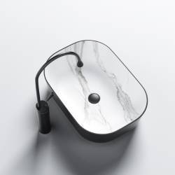 UMYWALKA NABLATOWA CERAMICZNA MARMUROWA PROSTOKĄTNA MILO-MTB-MAR1-455 CZARNY MAT MILO-MTB-MAR1-455