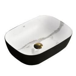 UMYWALKA NABLATOWA CERAMICZNA MARMUROWA PROSTOKĄTNA MILO-MTB-MAR1-455 CZARNY MAT MILO-MTB-MAR1-455