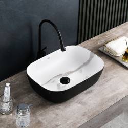UMYWALKA NABLATOWA CERAMICZNA MARMUROWA PROSTOKĄTNA MILO-MTB-MAR1-455 CZARNY MAT MILO-MTB-MAR1-455