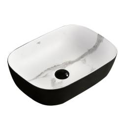 UMYWALKA NABLATOWA CERAMICZNA MARMUROWA PROSTOKĄTNA MILO-MTB-MAR1-455 CZARNY MAT MILO-MTB-MAR1-455