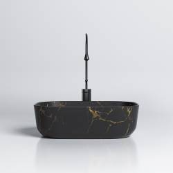 UMYWALKA NABLATOWA CERAMICZNA MARMUROWA PROSTOKĄTNA MILO-MTB-MAR3-455 CZARNY MAT MILO-MTB-MAR3-455