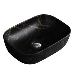 UMYWALKA NABLATOWA CERAMICZNA MARMUROWA PROSTOKĄTNA MILO-MTB-MAR3-455 CZARNY MAT MILO-MTB-MAR3-455