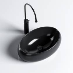 UMYWALKA NABLATOWA CERAMICZNA OWALNA CARI-BL-500 CZARNA CARI-BL-500