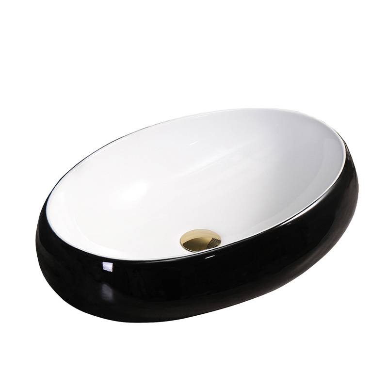 UMYWALKA NABLATOWA CERAMICZNA OWALNA CARI-BL-WH-500 CZARNA CARI-BL-WH-500