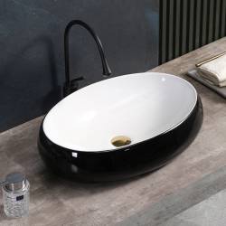 UMYWALKA NABLATOWA CERAMICZNA OWALNA CARI-BL-WH-500 CZARNA CARI-BL-WH-500