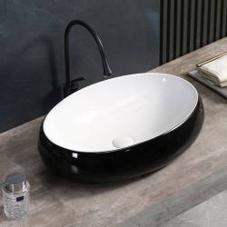 UMYWALKA NABLATOWA CERAMICZNA OWALNA CARI-BL-WH-500 CZARNA CARI-BL-WH-500