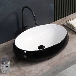 UMYWALKA NABLATOWA CERAMICZNA OWALNA CARI-BL-WH-600 CZARNA CARI-BL-WH-600