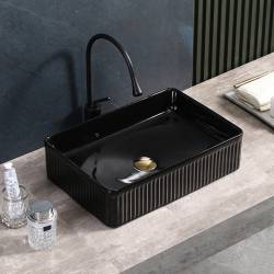 UMYWALKA NABLATOWA CERAMICZNA PROSTOKĄTNA AURA-BL-500 CZARNA AURA-BL-500