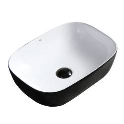 UMYWALKA NABLATOWA CERAMICZNA PROSTOKĄTNA MILO-BL-WH-455 CZARNA MILO-BL-WH-455