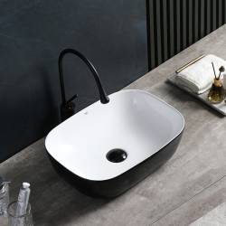 UMYWALKA NABLATOWA CERAMICZNA PROSTOKĄTNA MILO-BL-WH-455 CZARNA MILO-BL-WH-455