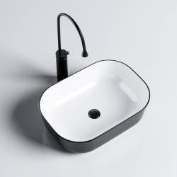 UMYWALKA NABLATOWA CERAMICZNA PROSTOKĄTNA MILO-BL-WH-455 CZARNA MILO-BL-WH-455
