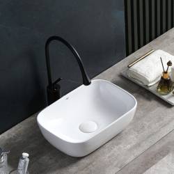 UMYWALKA NABLATOWA CERAMICZNA PROSTOKĄTNA MILO-WH-455 BIAŁA MILO-WH-455
