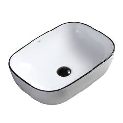 UMYWALKA NABLATOWA CERAMICZNA PROSTOKĄTNA MILO-WH-BL-455 BIAŁA MILO-WH-BL-455