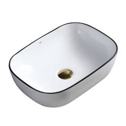 UMYWALKA NABLATOWA CERAMICZNA PROSTOKĄTNA MILO-WH-BL-455 BIAŁA MILO-WH-BL-455