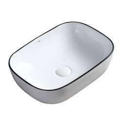 UMYWALKA NABLATOWA CERAMICZNA PROSTOKĄTNA MILO-WH-BL-455 BIAŁA MILO-WH-BL-455