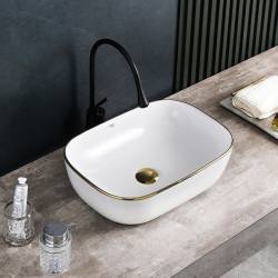 UMYWALKA NABLATOWA CERAMICZNA PROSTOKĄTNA MILO-WH-GL-455 BIAŁA MILO-WH-GL-455