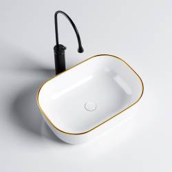 UMYWALKA NABLATOWA CERAMICZNA PROSTOKĄTNA MILO-WH-GL-455 BIAŁA MILO-WH-GL-455