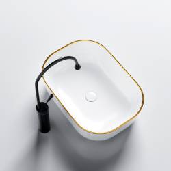 UMYWALKA NABLATOWA CERAMICZNA PROSTOKĄTNA MILO-WH-GL-455 BIAŁA MILO-WH-GL-455