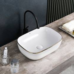 UMYWALKA NABLATOWA CERAMICZNA PROSTOKĄTNA MILO-WH-GL-455 BIAŁA MILO-WH-GL-455