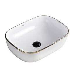 UMYWALKA NABLATOWA CERAMICZNA PROSTOKĄTNA MILO-WH-GL-455 BIAŁA MILO-WH-GL-455