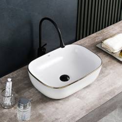 UMYWALKA NABLATOWA CERAMICZNA PROSTOKĄTNA MILO-WH-GL-455 BIAŁA MILO-WH-GL-455