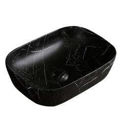 UMYWALKA NABLATOWA CERAMICZNA MARMUROWA PROSTOKĄTNA MILO-MAR5-455 CZARNA MILO-MAR5-455