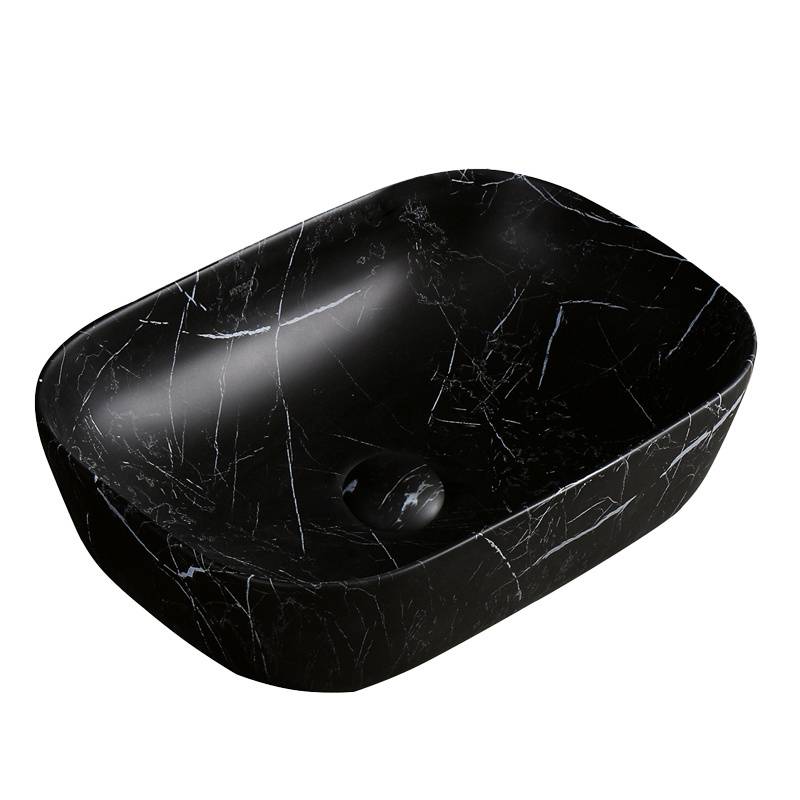 UMYWALKA NABLATOWA CERAMICZNA MARMUROWA PROSTOKĄTNA MILO-MAR5-455 CZARNA MILO-MAR5-455