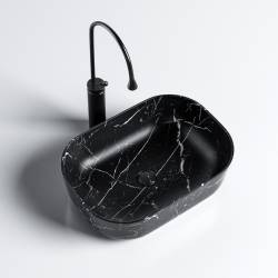 UMYWALKA NABLATOWA CERAMICZNA MARMUROWA PROSTOKĄTNA MILO-MAR5-455 CZARNA MILO-MAR5-455