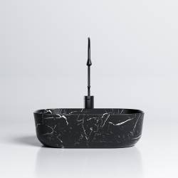 UMYWALKA NABLATOWA CERAMICZNA MARMUROWA PROSTOKĄTNA MILO-MAR5-455 CZARNA MILO-MAR5-455