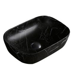UMYWALKA NABLATOWA CERAMICZNA MARMUROWA PROSTOKĄTNA MILO-MAR5-455 CZARNA MILO-MAR5-455