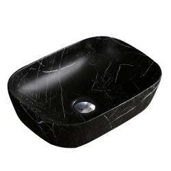 UMYWALKA NABLATOWA CERAMICZNA MARMUROWA PROSTOKĄTNA MILO-MAR5-455 CZARNA MILO-MAR5-455