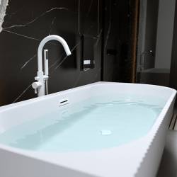 WANNA WOLNOSTOJĄCA PRZYŚCIENNA RIO 504D LEWA BIAŁA PRZELEW BIAŁY MAT 170x75 CM RIO-504D-L-P-WH-MT