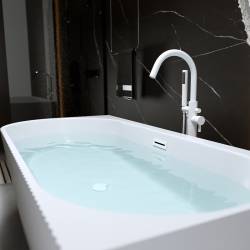 WANNA WOLNOSTOJĄCA PRZYŚCIENNA RIO 504C PRAWA BIAŁA PRZELEW BIAŁY MAT 160x75 CM RIO-504C-R-P-WH-MT