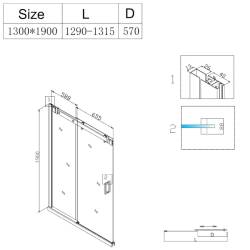 DRZWI PRYSZNICOWE SH03E CHROM 125-130 CM 8 MM SH03E-130