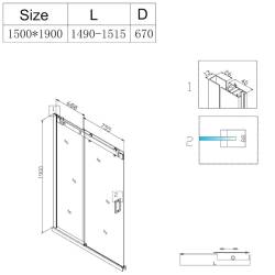 DRZWI PRYSZNICOWE SH03G CHROM 145-150 CM 8 MM SH03G-150