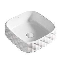 UMYWALKA NABLATOWA CERAMICZNA KWADRATOWA PEARL-WH-400 BIAŁA PEARL-WH-400