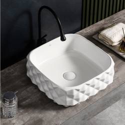 UMYWALKA NABLATOWA CERAMICZNA KWADRATOWA PEARL-WH-400 BIAŁA PEARL-WH-400
