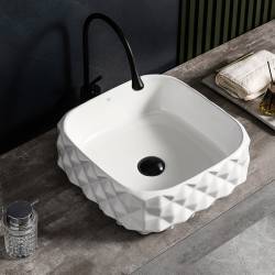 UMYWALKA NABLATOWA CERAMICZNA KWADRATOWA PEARL-WH-400 BIAŁA PEARL-WH-400