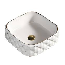 UMYWALKA NABLATOWA CERAMICZNA KWADRATOWA PEARL-WH-GL-400 BIAŁA PEARL-WH-GL-400